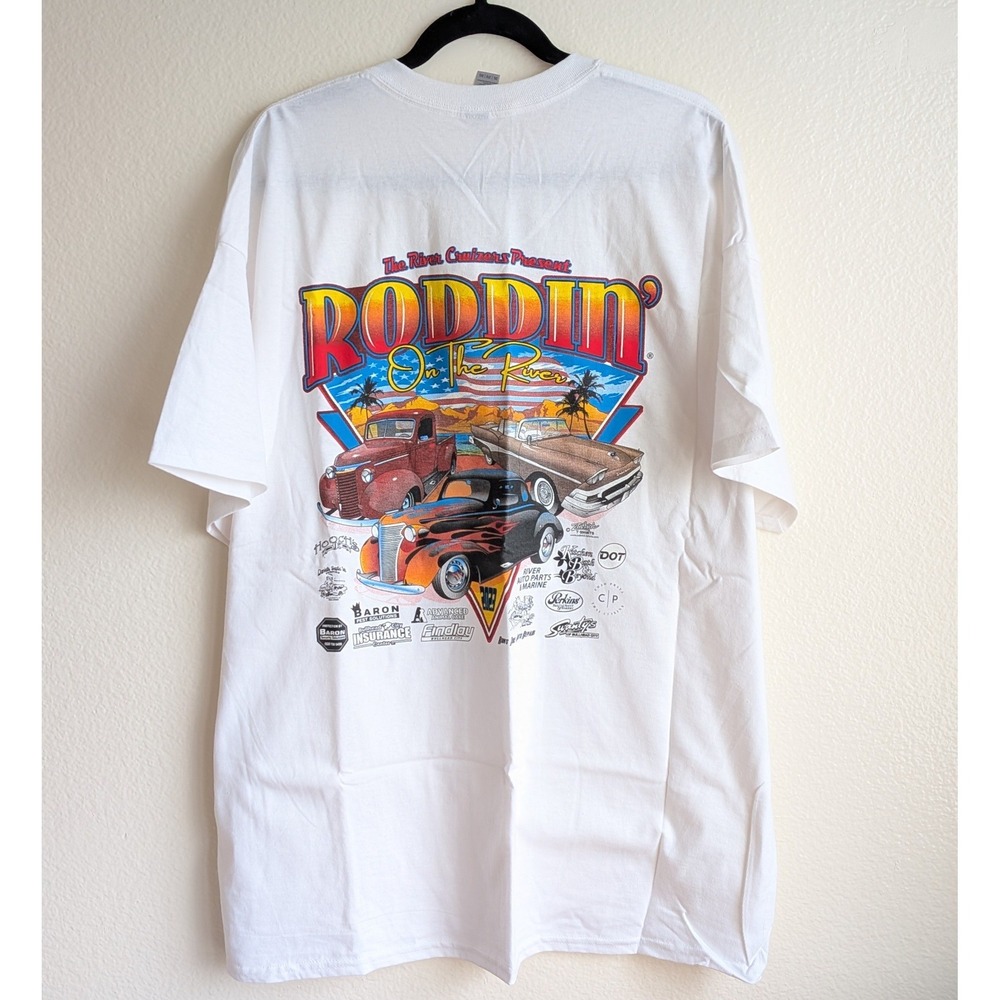 NWOT River‎ Cruizers 2023 Roddin on the River Hot Rod Short Sleeve T-Shirt 2XL